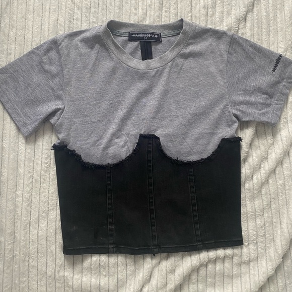 Denim Corset T-Shirt - Picture 2 of 3